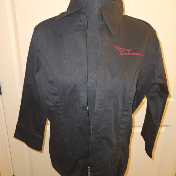 Women's Harley-Davidson Black Zip Front Shirt - Picture 1 of 5